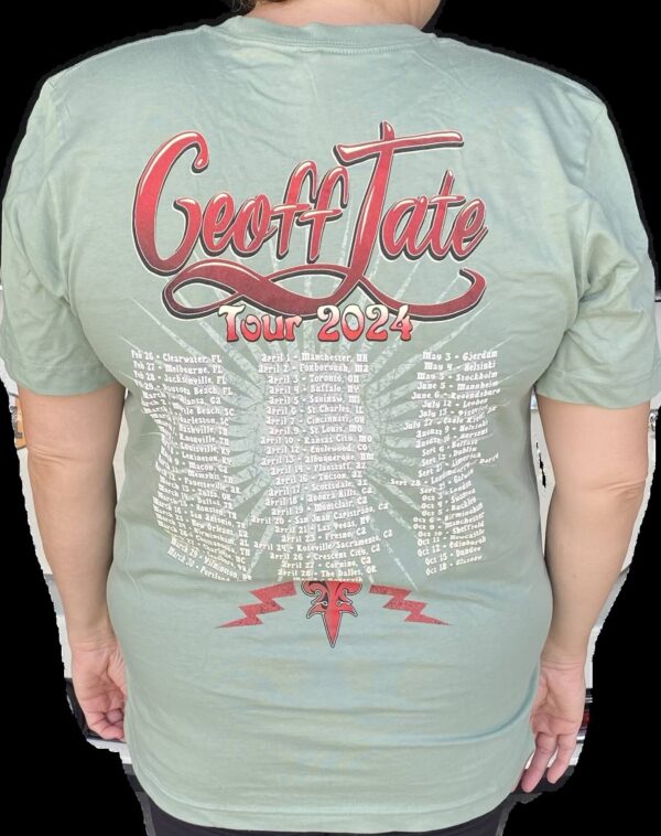 Geoff Tate Light Green Skull and Wings World Tour 2024 Tee Shirt - Image 2